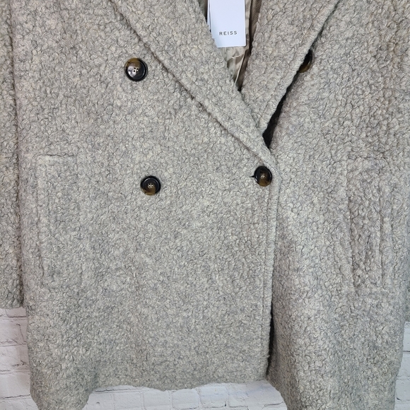 Reiss Women's Gray Wool Blend Teddy Coat size 12 - Picture 6 of 12